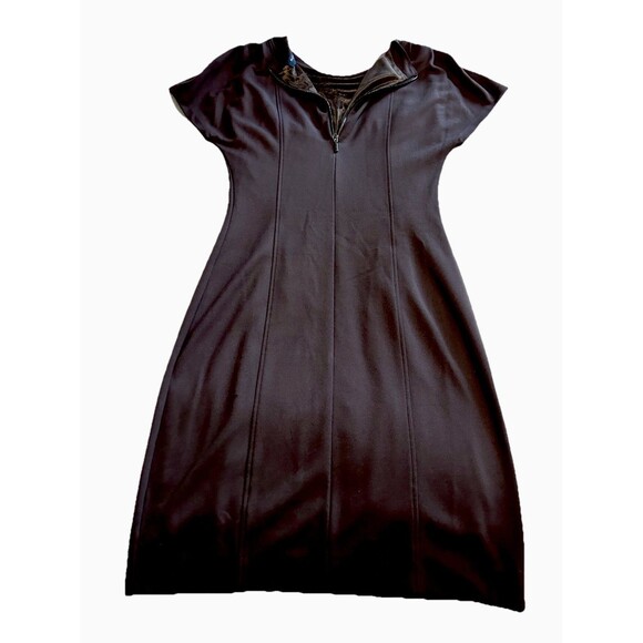 Piazza Sempione Italian Luxury Womens Sheath Dress Brown Stretch Career Timeless - Picture 7 of 11